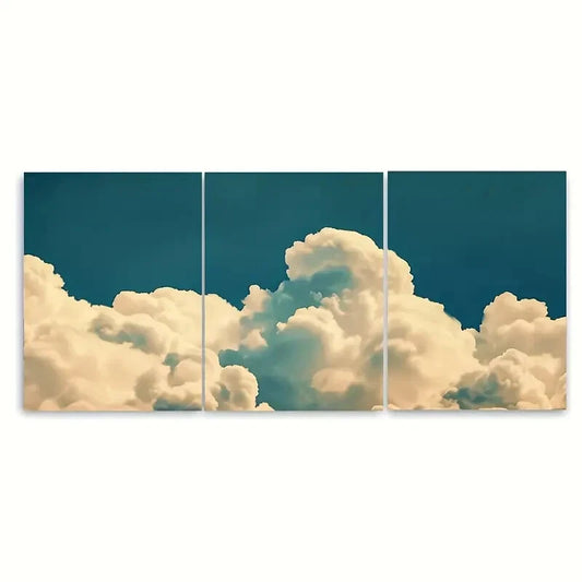 3pcs Vintage Clouds in Sky Photo Surreal Dream Art Metal Print Ready to Hang Art