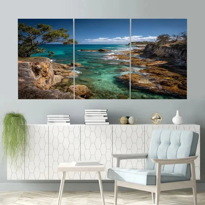 3pcs Nusa National Park Vibrant Australian   Wall Art Set Canvas Framed 60x90cm - High Quality Print 100% Australian Made Wall Canvas Ready to Hang