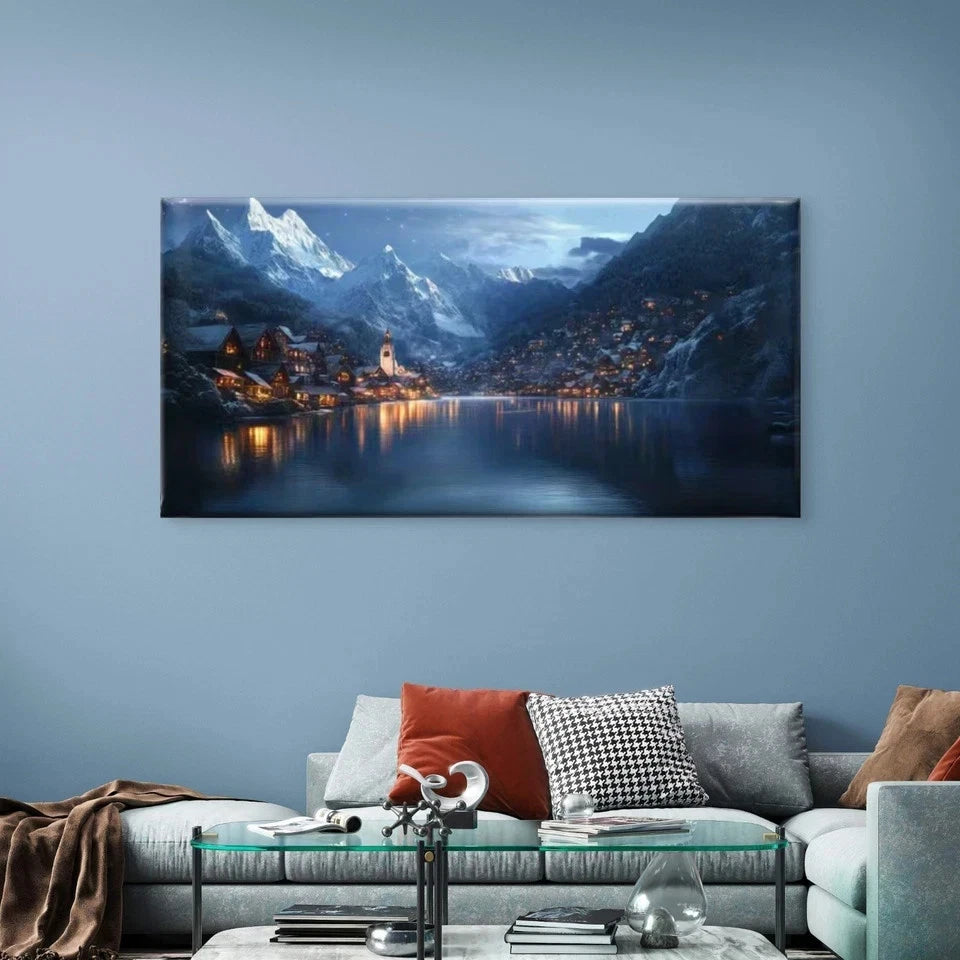 Serenity Mountains & Lake Wall Art Canvas Office Home Room Framed 120x60cm