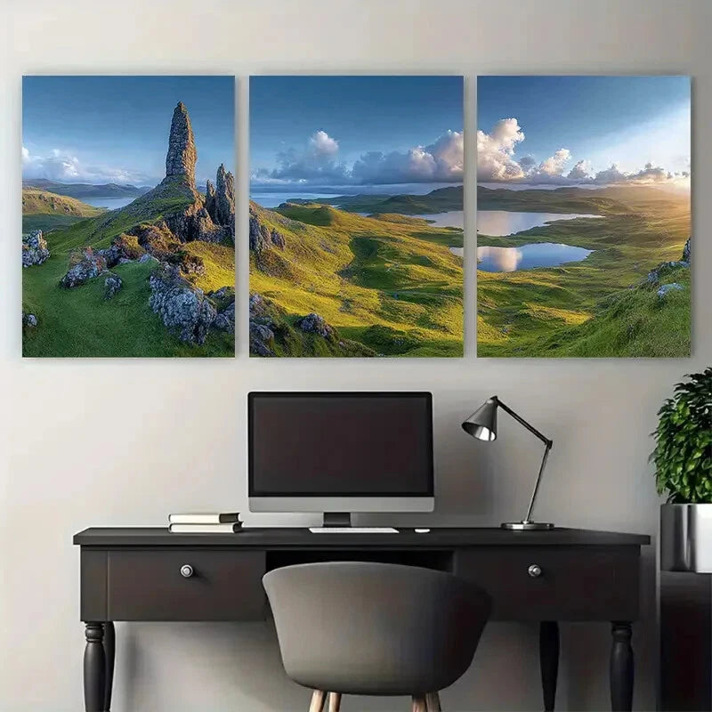 3pcs Isle of Skye Highlands Scotland Landscape Metal Print Ready to Hang Art - Bella Home Decor