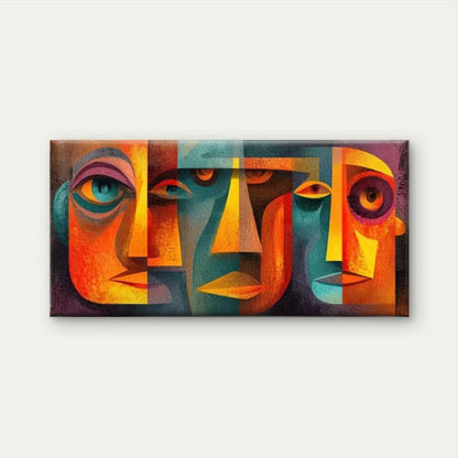 Abstract Geometric Faces Wall Art Canvas Office Home Room Framed 120x60cm