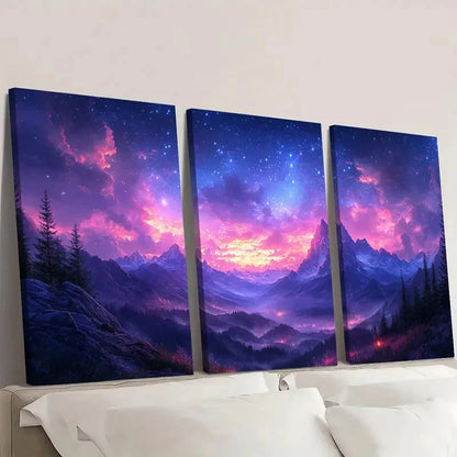 3pcs Starry Night Sky Fine Art Print  TR   Wall Art Set Canvas Framed 60x90cm - High Quality Print 100% Australian Made Wall Canvas Ready to Hang - Bella Home Decor