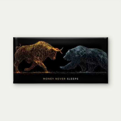 Bull vs Bear Stock Market Wall Art Canvas Office Home Room Framed 120x60cm