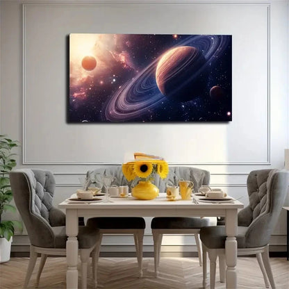 Celestial Planet With Glowing Wall Art Canvas Office Home Room Framed 120x60cm