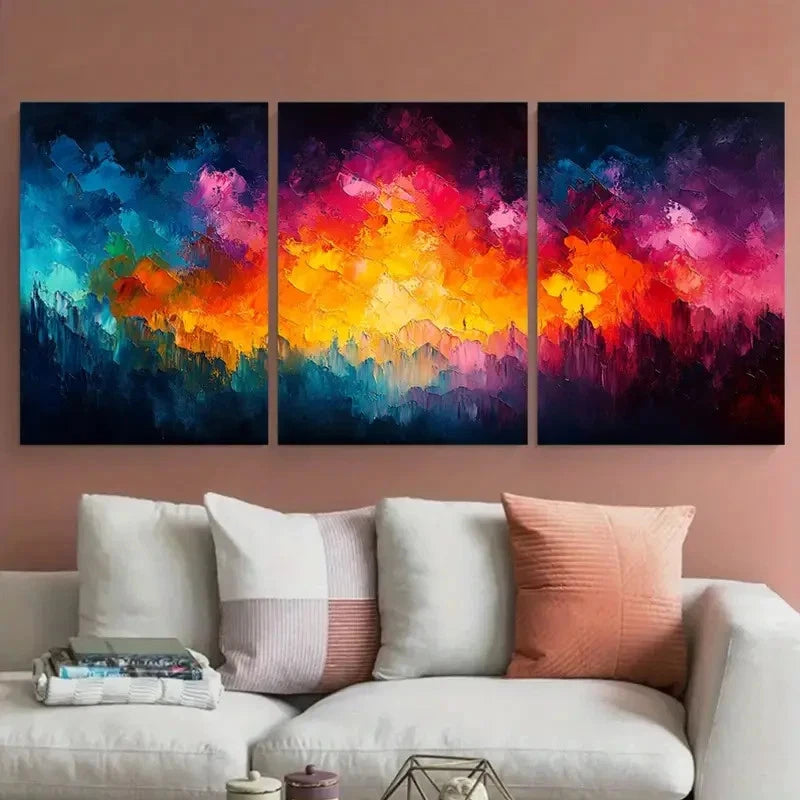 3pcs Colorful Abstract Illustration Wall Art Set Canvas Framed 50x70cm - High Quality Print 100% Australian Made Wall Canvas Ready to Hang - Bella Home Decor