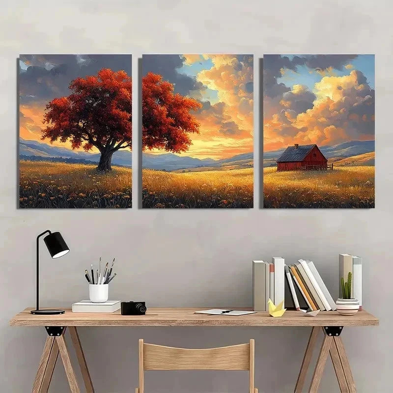 3pcs American Cartland Landscape Perfect Wall Art Set Canvas Framed 40x60cm - High Quality Print 100% Australian Made Wall Canvas Ready to Hang - Bella Home Decor