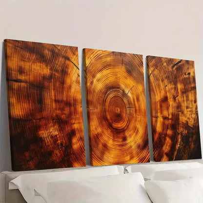 3pcs Wood Tree Ring Grain Design Wall Art Canvas Unframed - High Quality Print 100% Australian Made Wall Canvas - Bella Home Decor