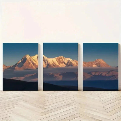 3pcs Snowy Mountain Wall Art Set Canvas Framed 60x90cm - High Quality Print 100% Australian Made Wall Canvas Ready to Hang