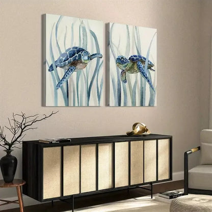 2pcs Showcasing Marine Life, Natural Flora, Stylish Aesthetics Canvas Framed 50x75cm - High Quality Print 100% Australian Made Wall Canvas Ready to Hang - Bella Home Decor