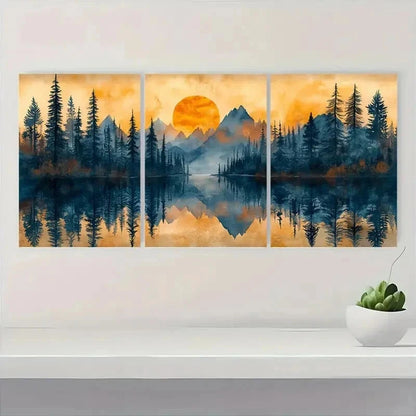 3pcs Peaceful Pine Forest Tranquil Perfect Wall Art Set Canvas Framed 60x90cm - High Quality Print 100% Australian Made Wall Canvas Ready to Hang - Bella Home Decor