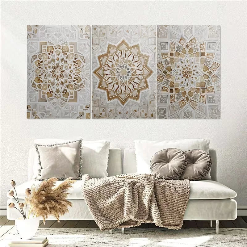 3pcs Arabic Script Decor Paintings Wall Art Set Canvas Framed 40x60cm - High Quality Print 100% Australian Made Wall Canvas Ready to Hang - Bella Home Decor
