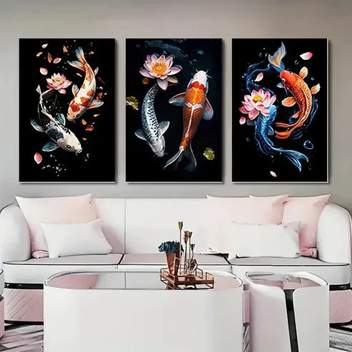 3pcs Zen Koi Fish Wall Art Canvas Unframed - High Quality Print 100% Australian Made Wall Canvas