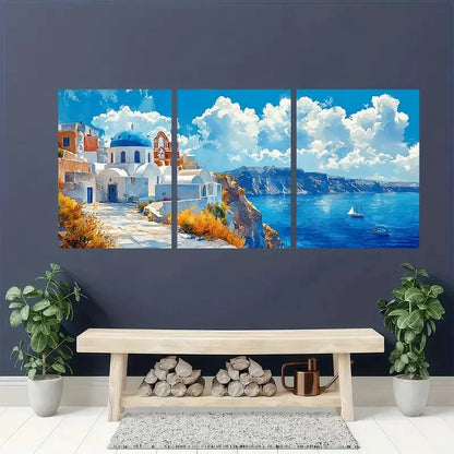 3pcs Santorini Greek Island Art Prints Metal Print Ready to Hang Art