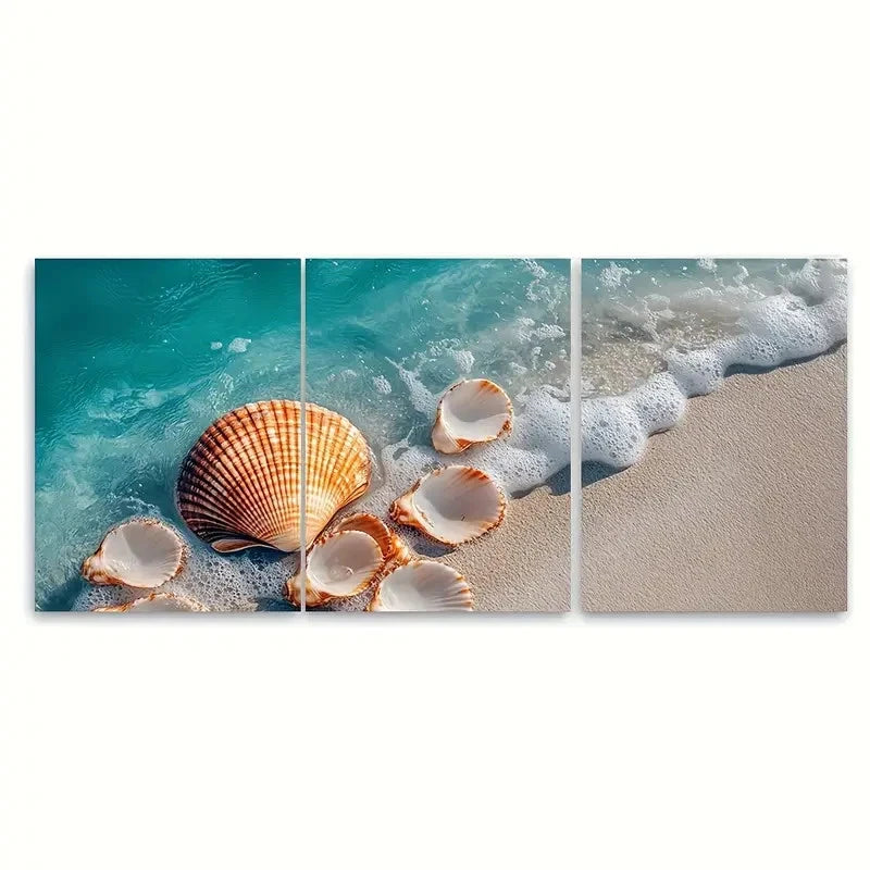 3pcs Australian Shelly Beach Wall Hanging Wall Art Set Canvas Framed 60x90cm - High Quality Print 100% Australian Made Wall Canvas Ready to Hang - Bella Home Decor