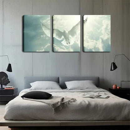 3pcs White Doves Flying Scenes Simple Perfect Wall Art Canvas Unframed - High Quality Print 100% Australian Made Wall Canvas
