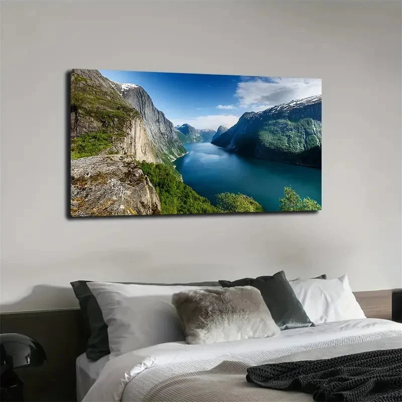 Snow-Capped Peaks Wall Art Canvas Office Home Room Framed 120x60cm