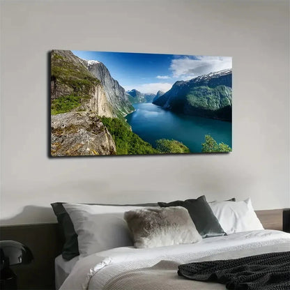 Snow-Capped Peaks Wall Art Canvas Office Home Room Framed 120x60cm