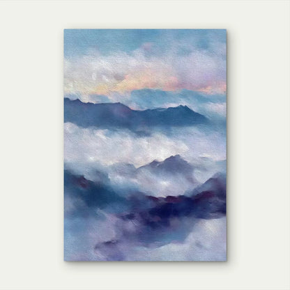 Foggy Mountains Watercolor Painting 60x90cm Metal Print Ready to Hang