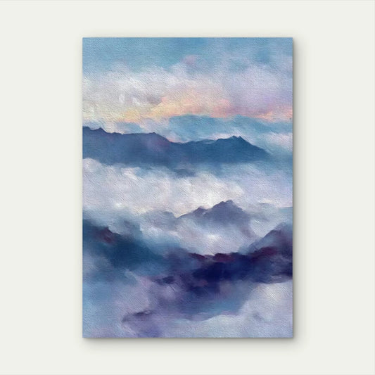 Foggy Mountains Watercolor Painting 60x90cm Metal Print Ready to Hang