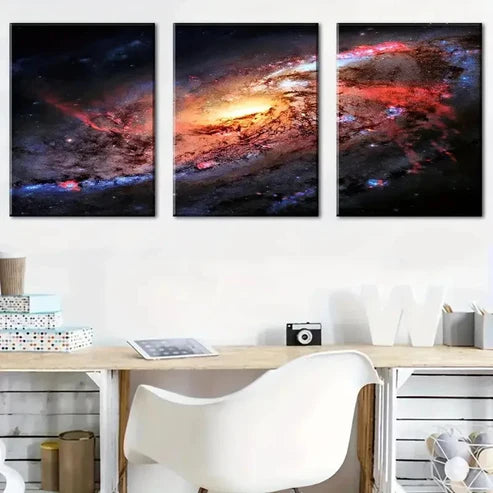 3pcs Galaxy Outer Space Cosmic Wall Art Set Canvas Unframed - High Quality Print 100% Australian Made Wall Canvas - Bella Home Decor
