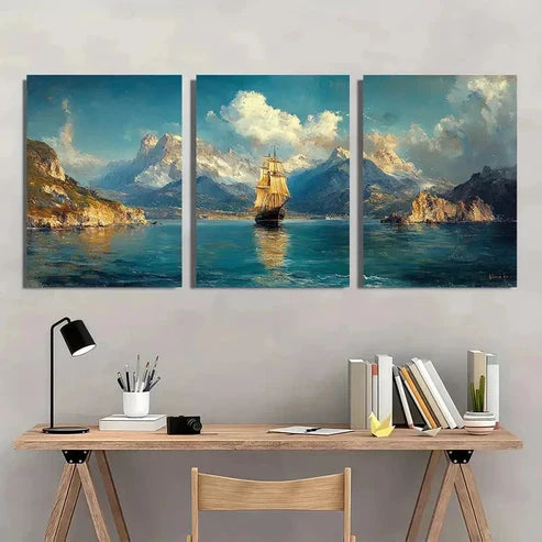 3pcs Panoramic Coastal Landscape Perfect Wall Art Canvas Unframed - High Quality Print 100% Australian Made Wall Canvas