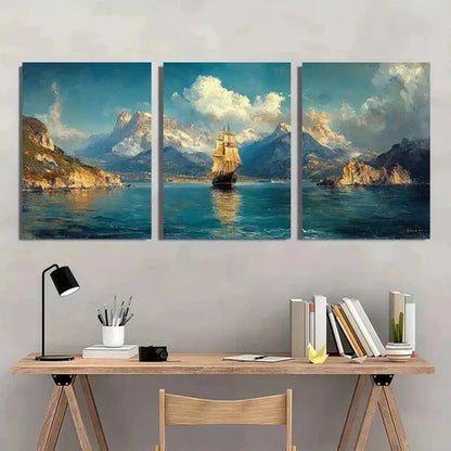 3pcs Panoramic Coastal Landscape Perfect Wall Art Canvas Unframed - High Quality Print 100% Australian Made Wall Canvas