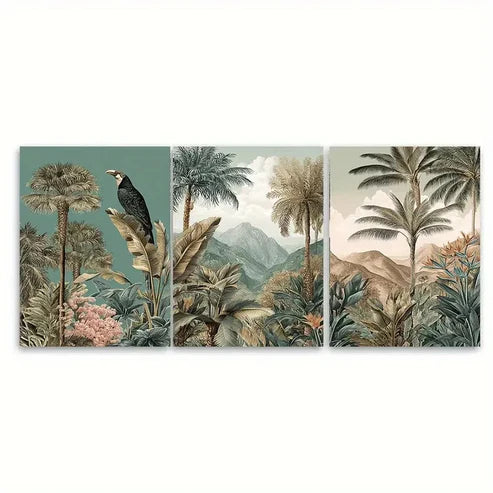 3pcs Monterrey Travel Nature Illustration Wall Art Set Canvas Unframed - High Quality Print 100% Australian Made Wall Canvas