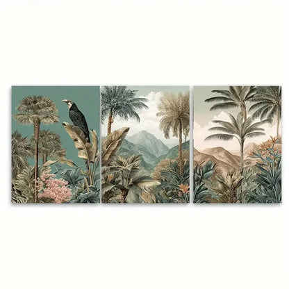 3pcs Monterrey Travel Nature Illustration Wall Art Set Canvas Unframed - High Quality Print 100% Australian Made Wall Canvas