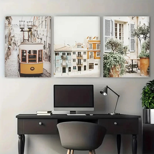 3pcs Portugal Modern Minimalist Metal Print Ready to Hang Art