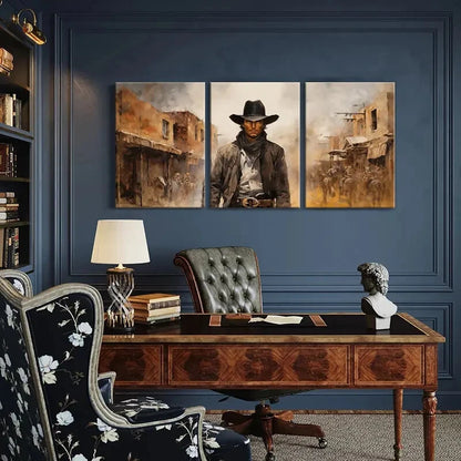 3pcs Western Cowboy Desert Town Horses Metal Print Ready to Hang Art - Bella Home Decor