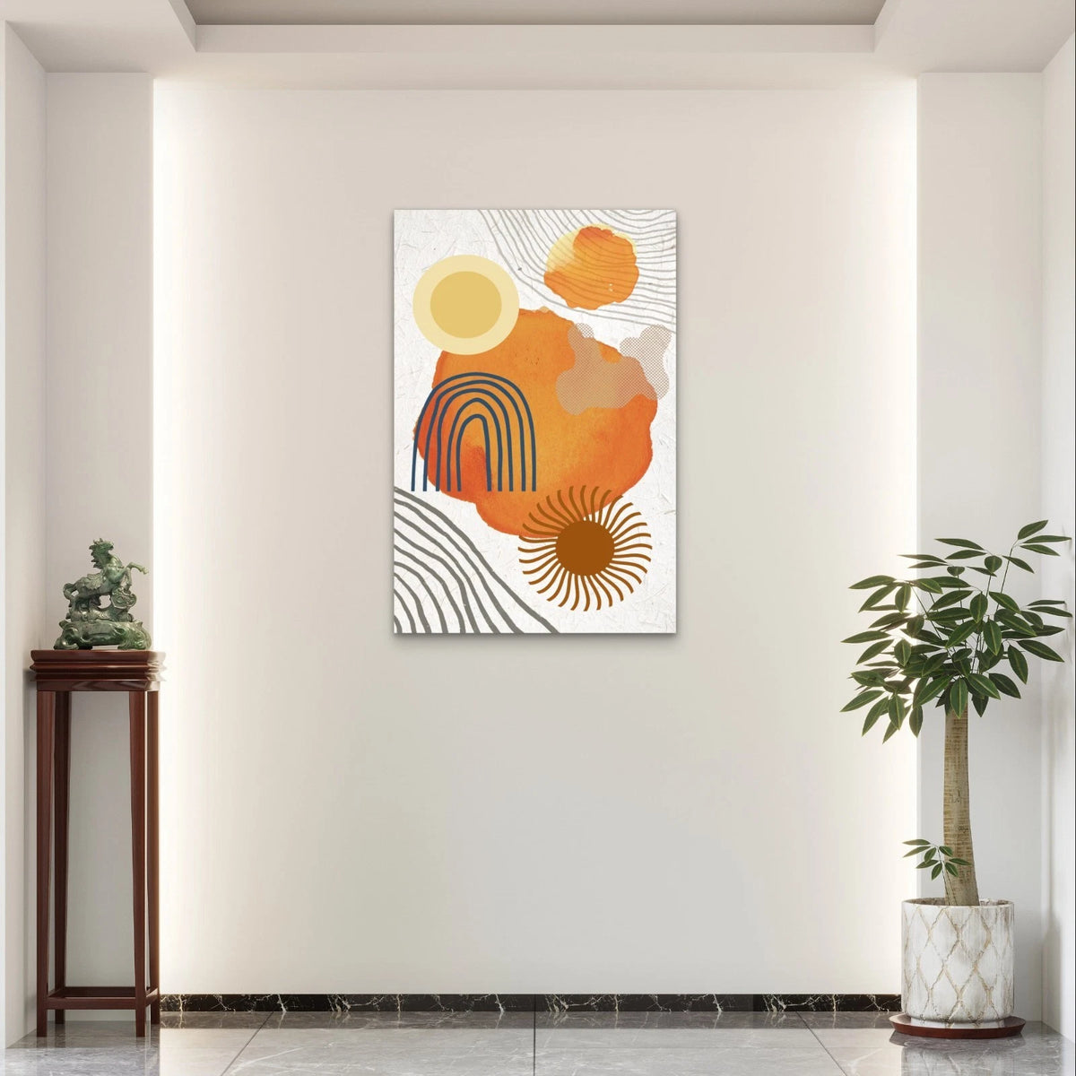 Boho Abstract Geometric Sun and Rainbow Art 40x60cm Metal Print Ready to Hang