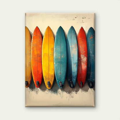 Surfboard Lineup  60x90cm Metal Print Ready to Hang