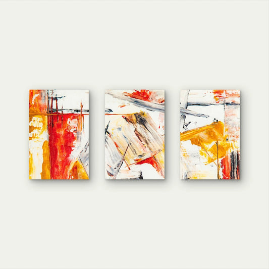 3pcs Warm Abstract Expressionism Paint Pattern Wall Art Set Canvas Framed 40x60cm - High Quality Print 100% Australian Made Wall Canvas Ready to Hang