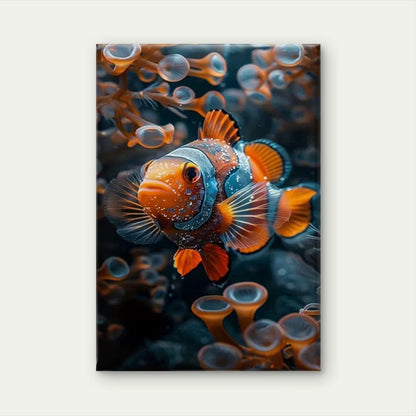 Vibrant Orange & Blue Fish Oil Painting Portrait 60x90cm Home Decor Wall Print Art - Bella Home Decor