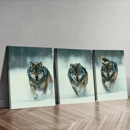 3pcs Featuring a Fierce Wolf Pack Wall Art Set Canvas Unframed - High Quality Print 100% Australian Made Wall Canvas