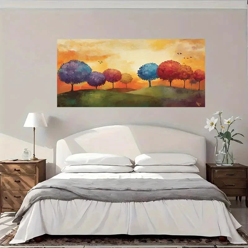 Autumn Trees Landscape Wall Art Canvas Office Home Room Framed 120x60cm