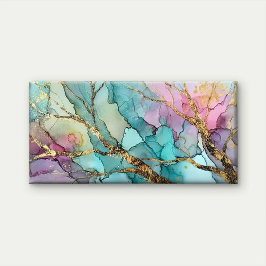 Pastel with Golden Accents Wall Art Canvas Office Home Room Framed 120x60cm
