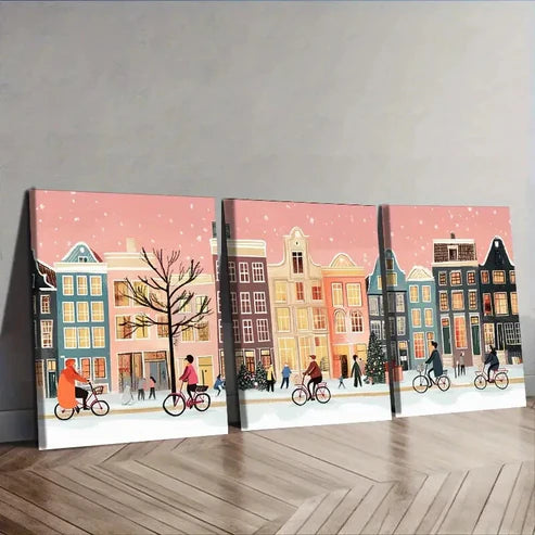 3pcs Fairytale Town, Luxurious Wall Art Canvas Unframed - High Quality Print 100% Australian Made Wall Canvas