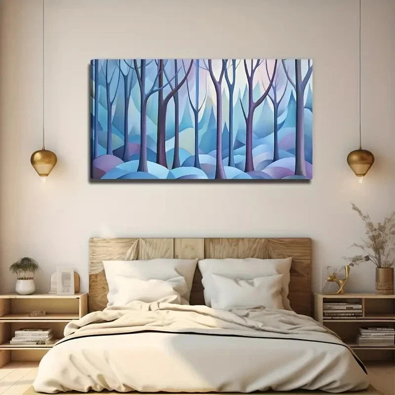 Abstract Winter Woods Wall Art Canvas Office Home Room Framed 120x60cm