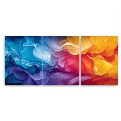 3pcs Abstract Alcohol Ink Free Flowing Art Metal Print Ready to Hang Art