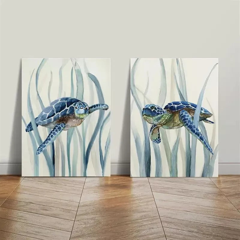 2pcs Showcasing Marine Life, Natural Flora, Stylish Aesthetics Canvas Framed 50x75cm - High Quality Print 100% Australian Made Wall Canvas Ready to Hang - Bella Home Decor