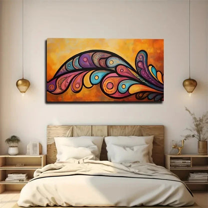 Abstract Orange Purple Yellow Wall Art Canvas Office Home Room Framed 120x60cm
