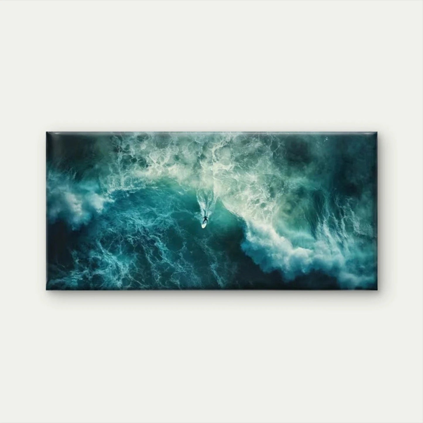 Ocean Waves with Dynamic Surfin Wall Art Canvas Office Home Room Framed 120x60cm