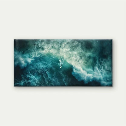 Ocean Waves with Dynamic Surfin Wall Art Canvas Office Home Room Framed 120x60cm