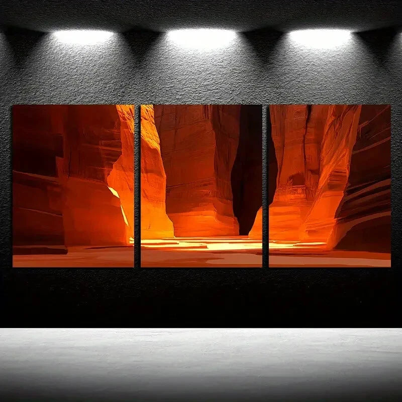 3pcs Dark Canyon Landscape Metal Print Ready to Hang Art - Bella Home Decor