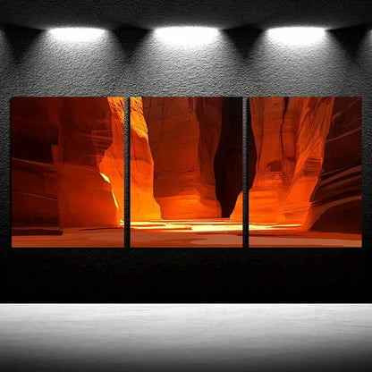 3pcs Dark Canyon Landscape Metal Print Ready to Hang Art - Bella Home Decor