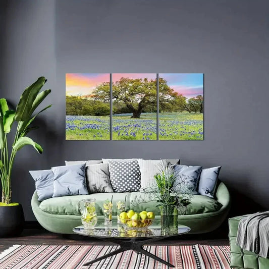 3pcs Large Tree Picture Nature Texas Metal Print Ready to Hang Art