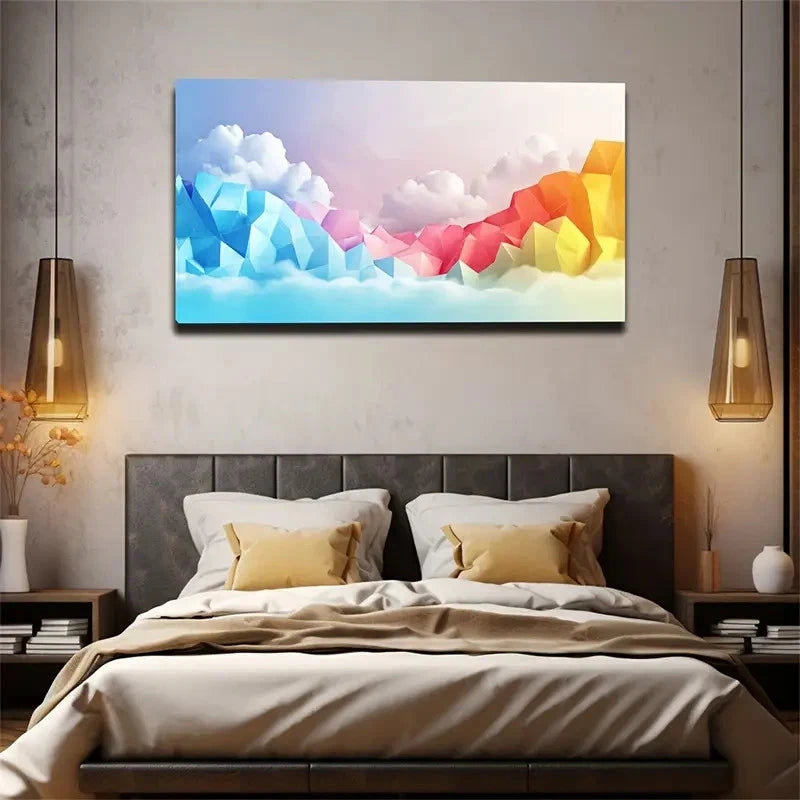 Colorful Mountains And Rivers Wall Art Canvas Office Home Room Framed 120x60cm