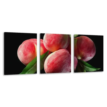 3pcs Peaches on a Black Background Modern Wall Art Set Canvas Framed 50x70cm - High Quality Print 100% Australian Made Wall Canvas Ready to Hang