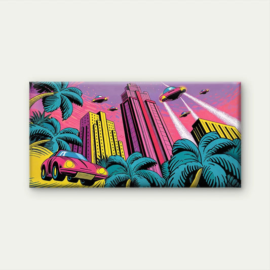 Futuristic Cityscape Wall Art Canvas Office Home Room Framed 120x60cm